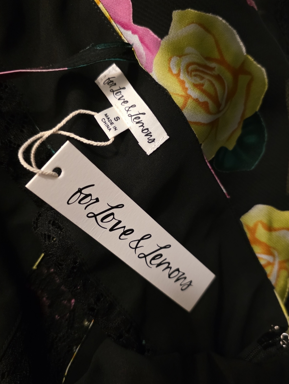 For Love & Lemons Maddison Mini Dress Cut Out Lace Floral Black Size S - Picture 7 of 7